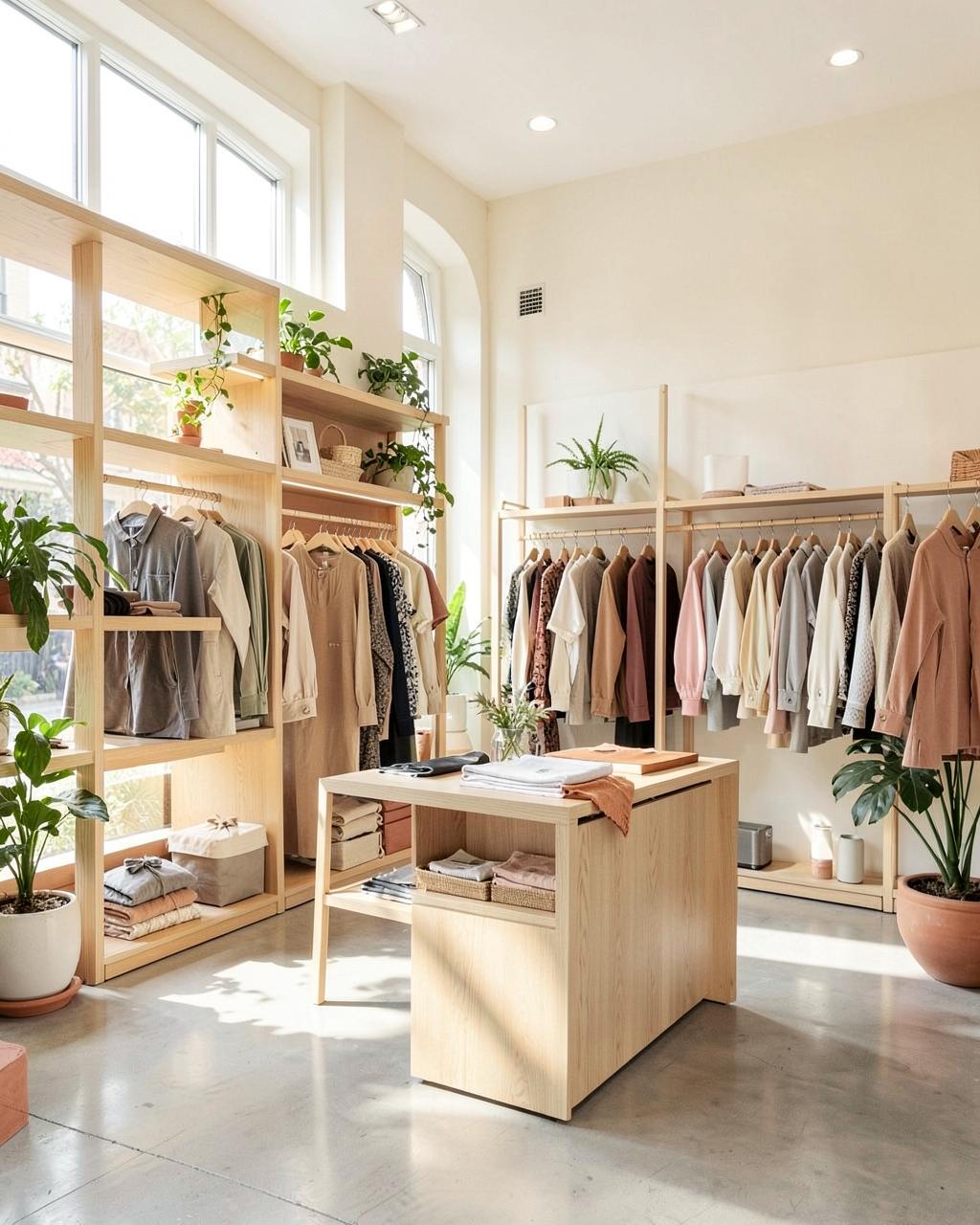 Bright, carefully merchandised independent clothing boutique